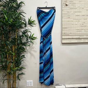 Blue Maxi Dress with Adjustable Belt